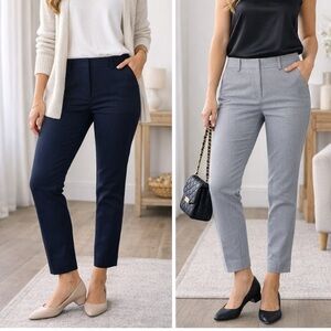 NWT LOFT Outlet Navy and Gray Sutton Skinny Ankle Pants x 2